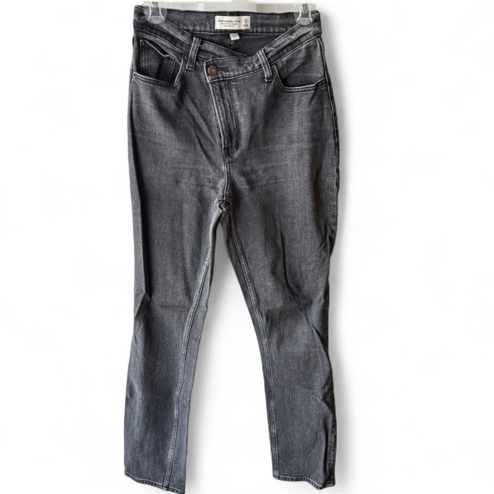 Abercrombie & Fitch The 90s Slim Straight Jeans Womens 4 Black Cross Waist